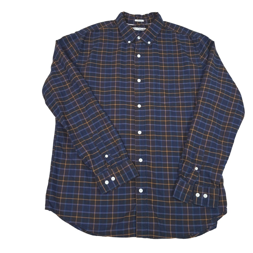 Hawker Rye Mens Regular Fit Brown Plaid 100% Cotton Button Down Shirt Large L